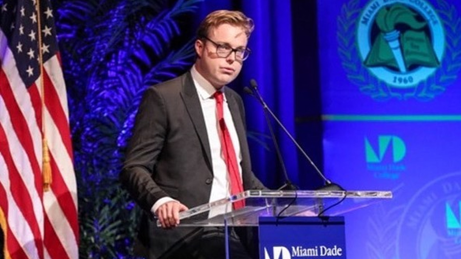 Kenneth Griffin of Citadel and Miami Mayor Francis Suarez. Held at Miami Dade College. Courtesy of Economic Club of Miami